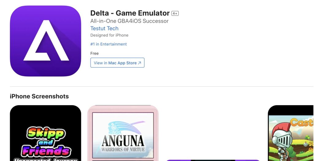 Delta sur l'App Store américain.