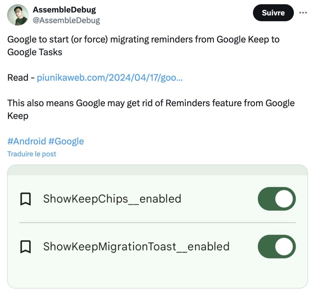 AssembleDebug found a way to enable Keep/Tasks migration.