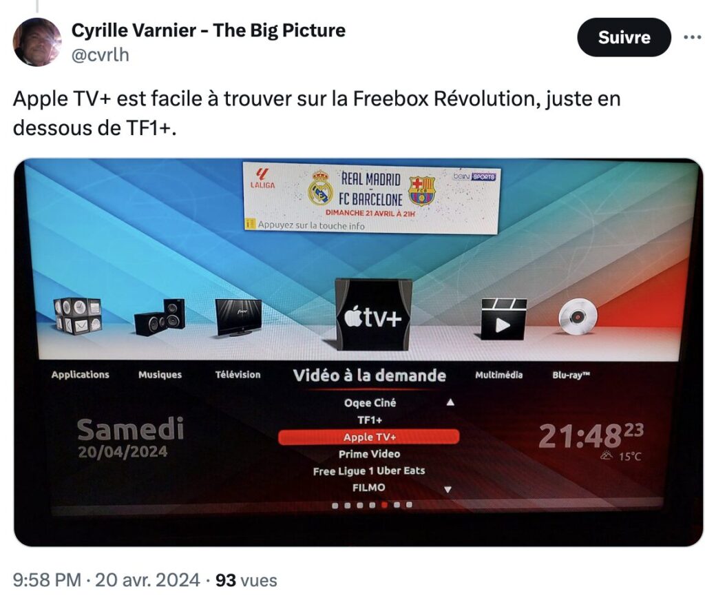 Apple TV+ vient de faire son apparition sur la Freebox Révolution.