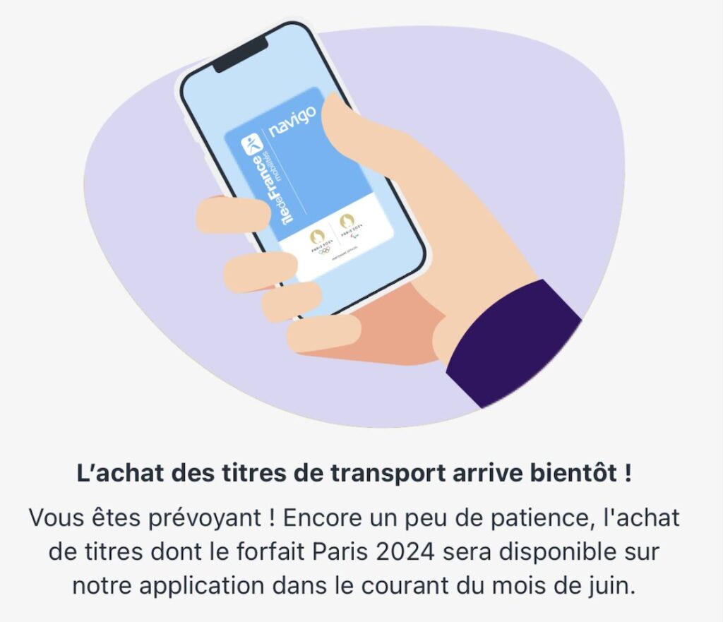 L'appli Transport Public Paris 2024 divulgue-t-elle la date de sortie du passe Navigo sur iPhone ?