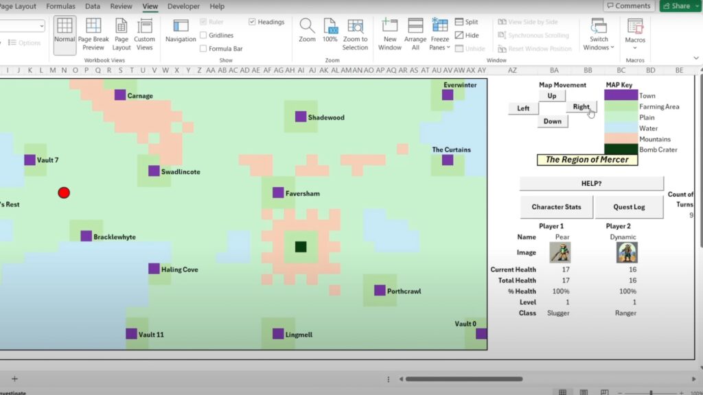 Fallout in Excel // Source: YouTube Capture