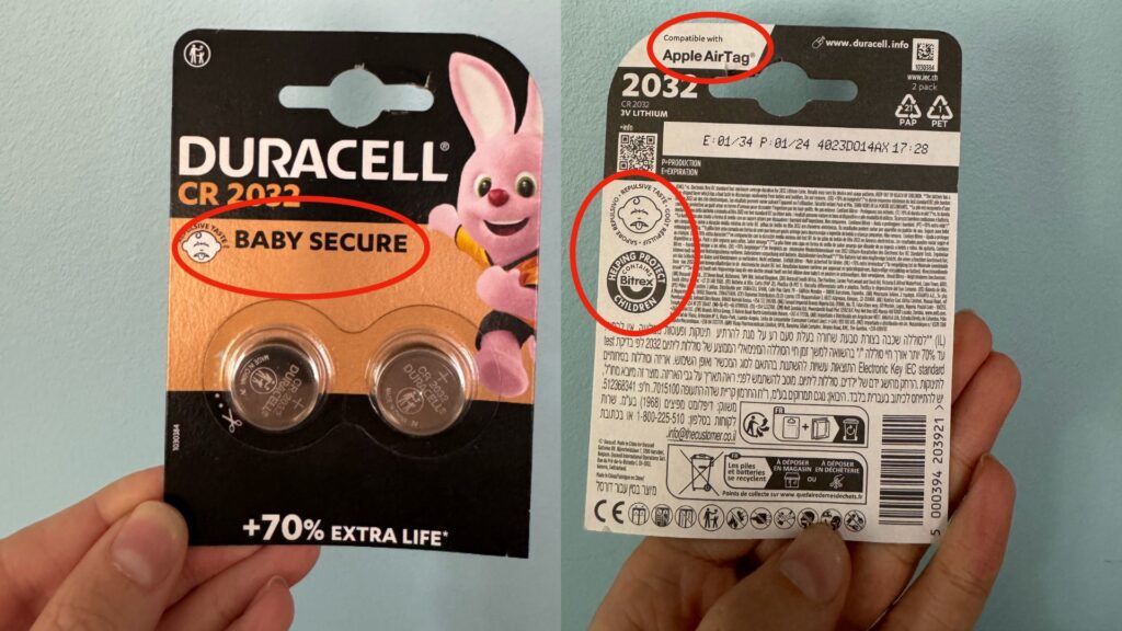 Les nouvelles piles CR 2032 de Duracell, pour les AirTag, sont recouvertes de Bitrex.