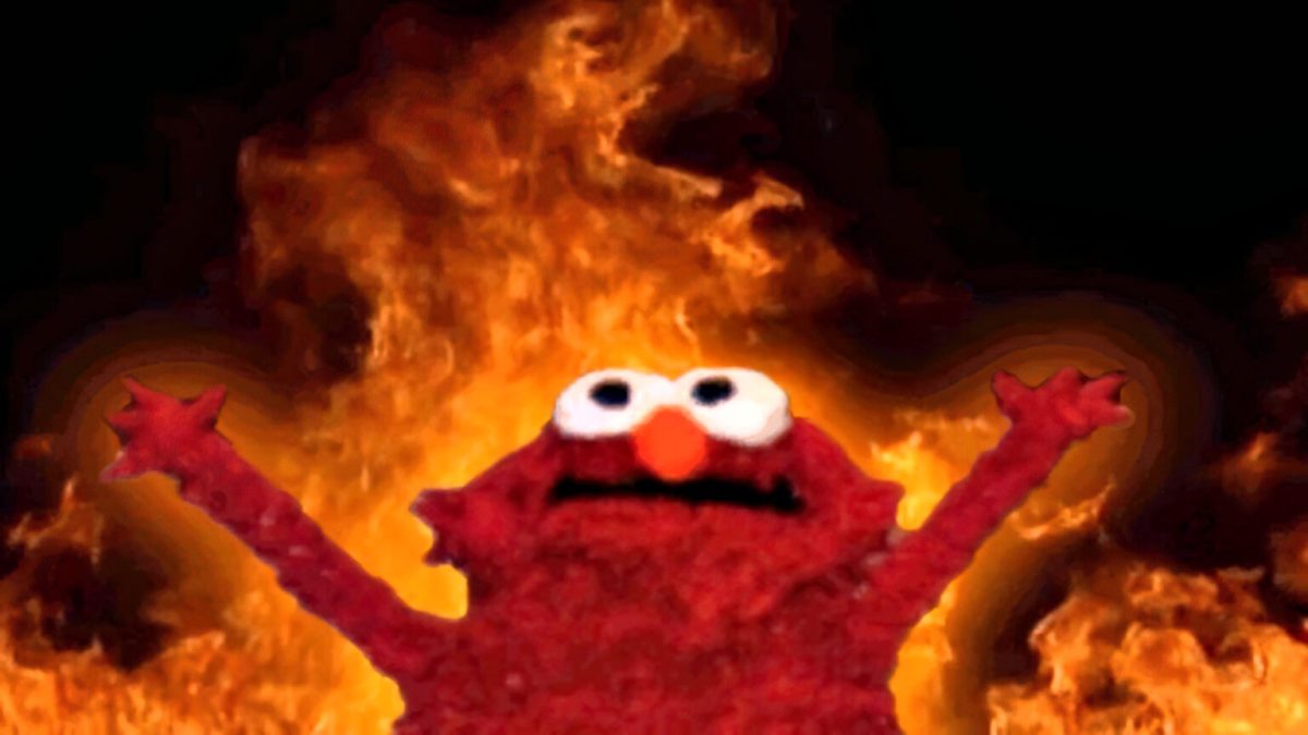 elmo fire meme muppet