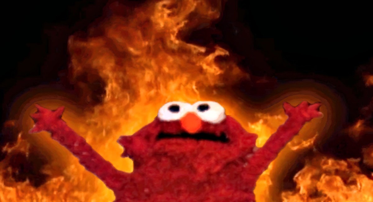 elmo fire meme muppet