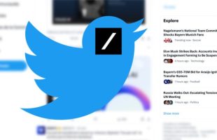 Le logo de Twitter et Grok avec la nouvelle section Explore. // Source : Capture Numerama