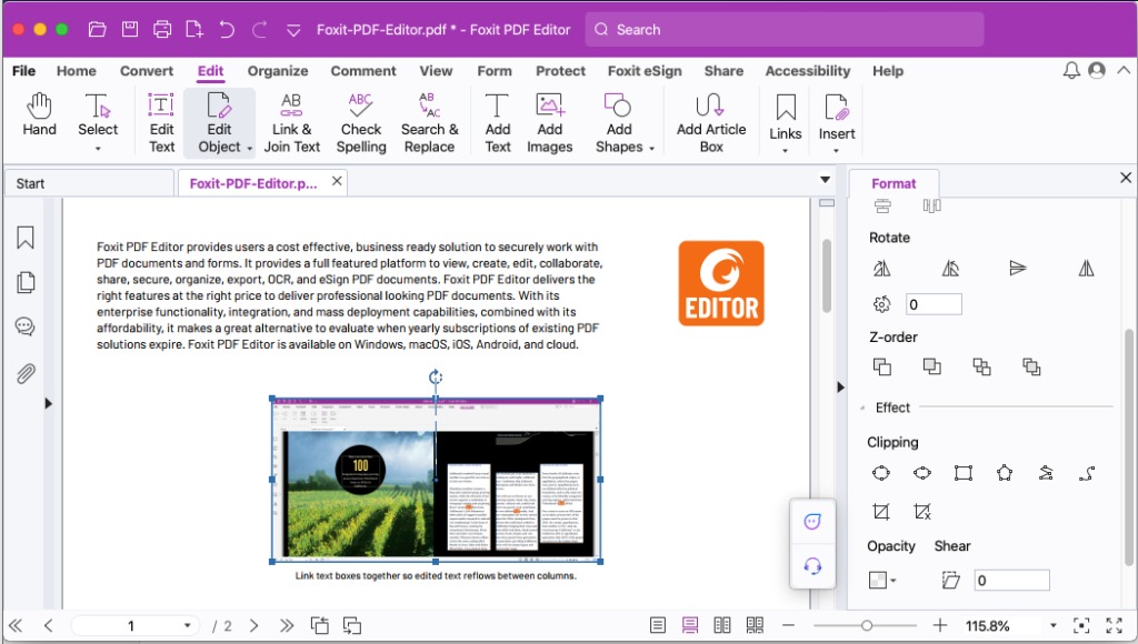 Foxit PDF Editor intègre des outils d'édition innovants pour vos PDF