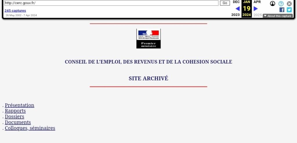 Avant le hack, le site du CERC était archivé // Source : Mr SaxX