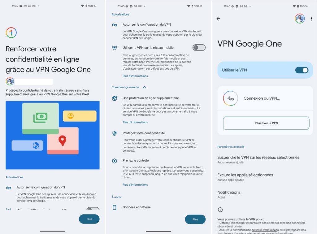 Google One VPN is hidden in Android settings.
