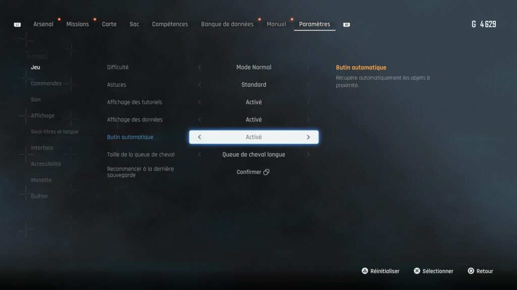 Automatic loot option in Stellar Blade // Source: PS5 Capture