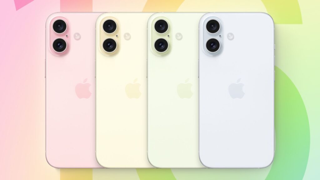 Some of the rumored new iPhone 16 colors.