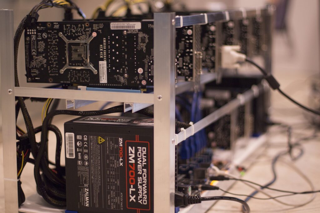 Bitcoin mining machine.