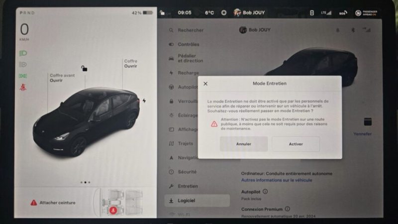 Tous les petits secrets du mode entretien caché de Tesla