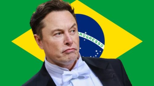 Elon Musk et le drapeau du Brésil. // Source : Numerama