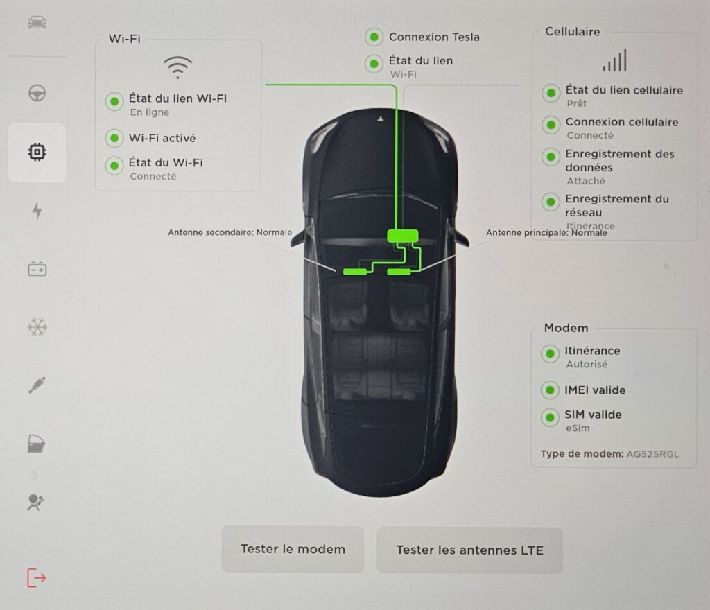 L'état des différentes antennes est visible