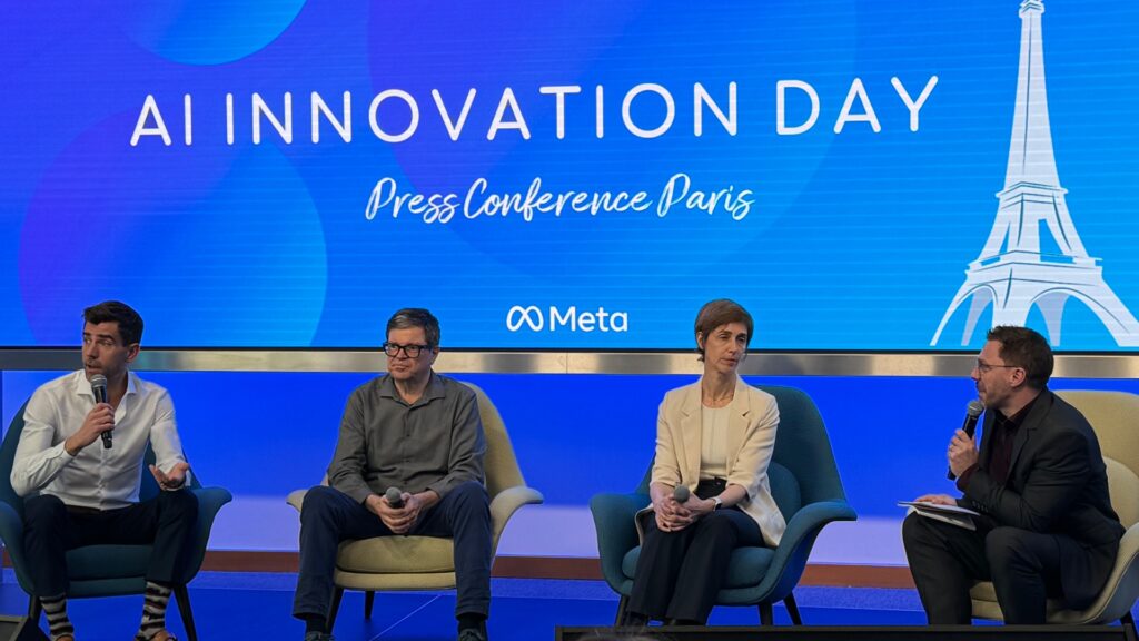 Chris Cox, Yann Le Cun and Joelle Pineau were the VIP guests of Meta France on April 10.  // Source: Numerama