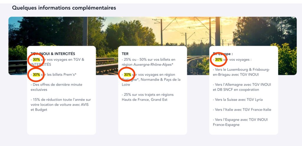 On the SNCF website, we praise the -30% reduction on the majority of journeys