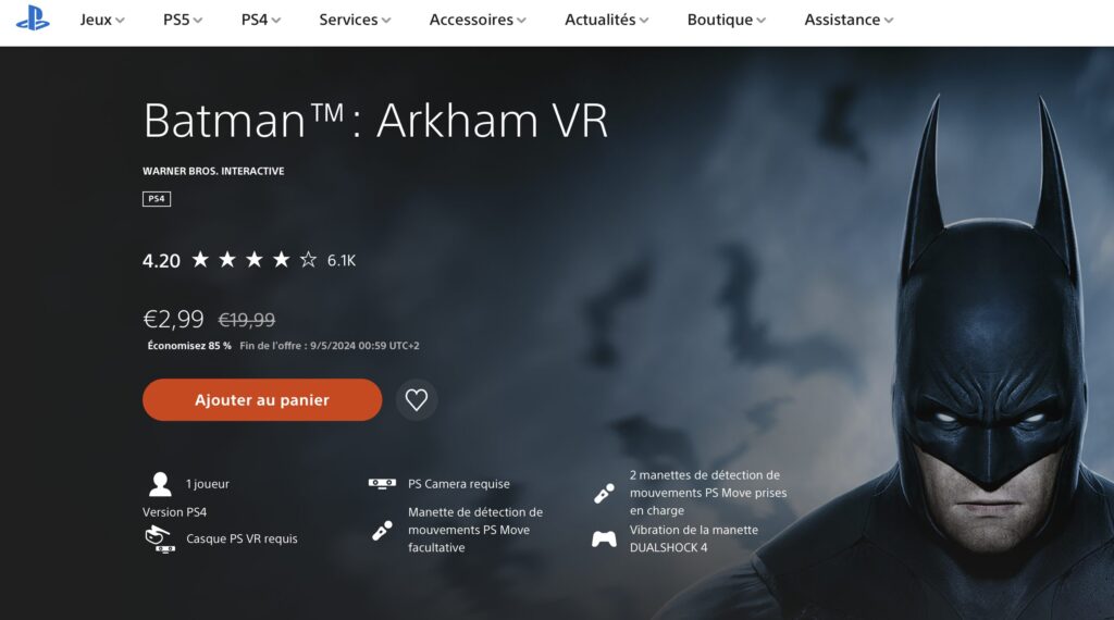 Le premier jeu Arkham VR.