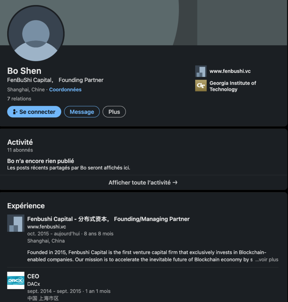 A suspicious profile on LinkedIn.  // Source: Numerama