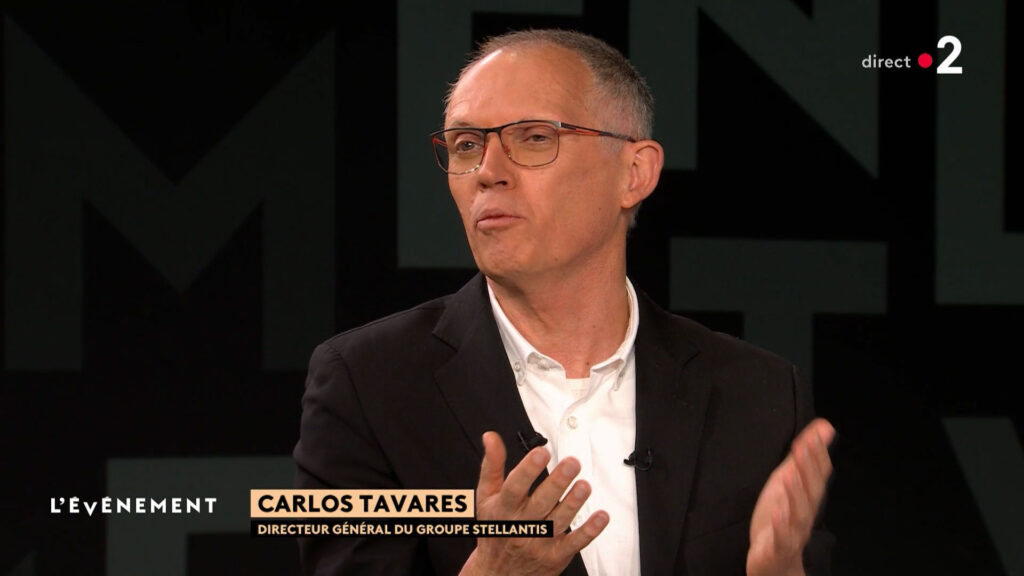 Carlos Tavares on France 2 // Source: France 2 extract
