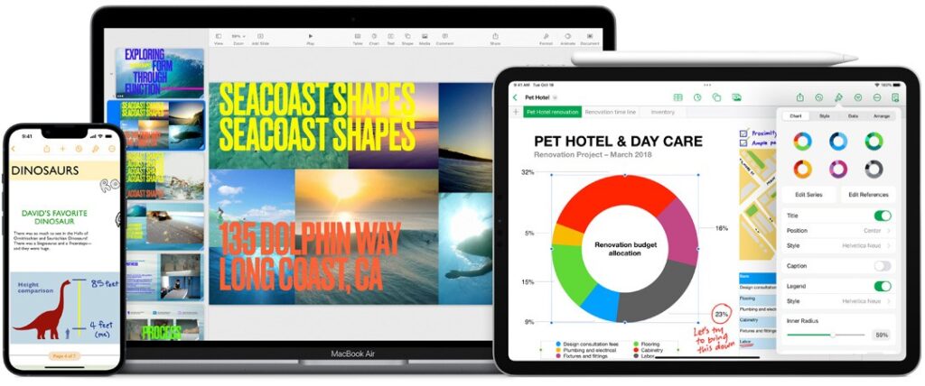 iWork is a free office suite for Apple devices (iPhone, iPad, Mac)