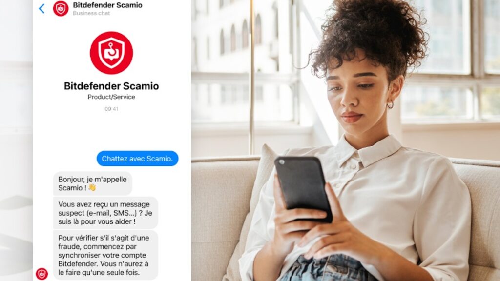 Simple to use and responding in just a few seconds, the Scamio chatbot is an ally in avoiding phishing // Source: Bitdefender