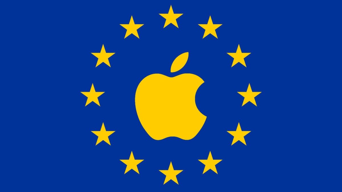 Le logo Apple dans le drapeau de l'Union européenne. // Source : Numerama