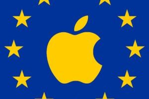 Le logo Apple dans le drapeau de l'Union européenne. // Source : Numerama