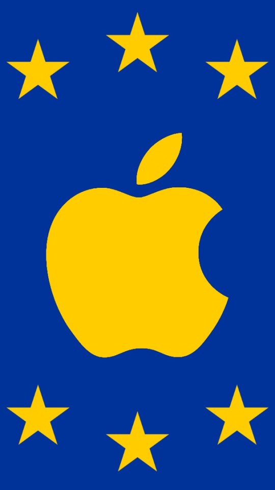 Le logo Apple dans le drapeau de l'Union européenne. // Source : Numerama