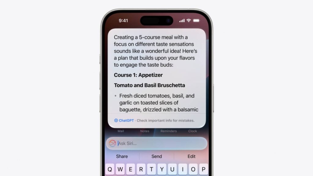 L'intégration de ChatGPT à iOS 18. // Source : Apple