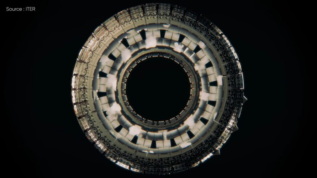 Le tokamak d'ITER, vu du haut. En forme de donut. // Source : ITER