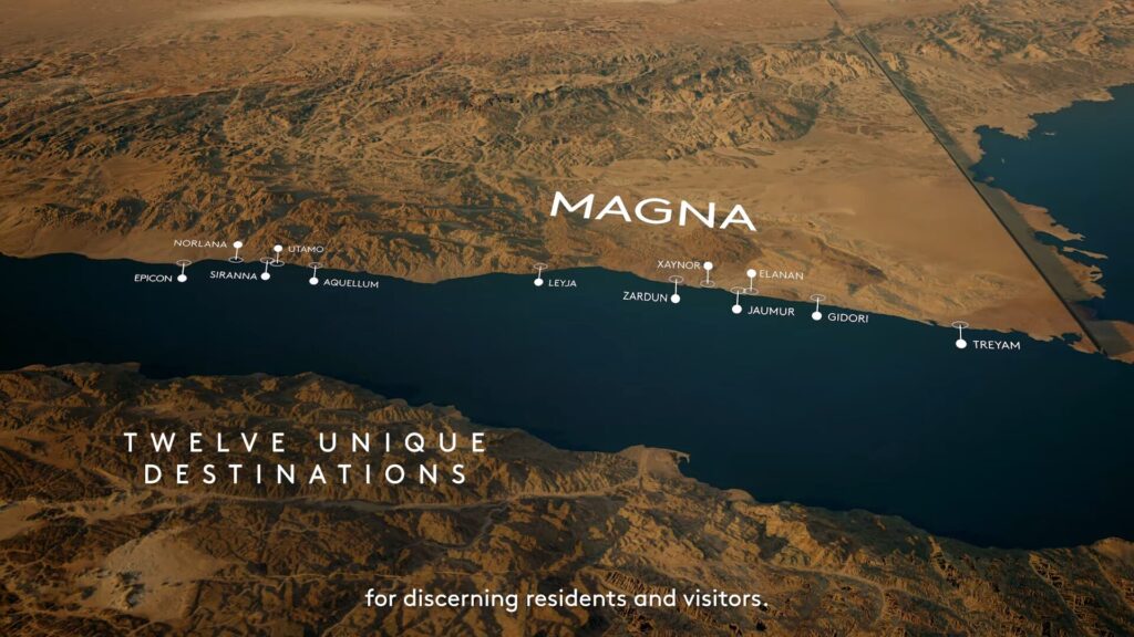 La carte de Magna et de ses différentes parties // Source : Neom