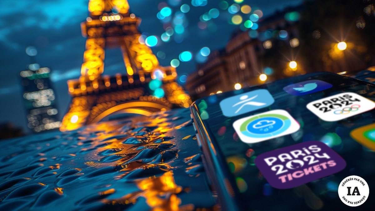 Les meilleures apps pendant les Jeux olympiques Paris 2024. // Source : Numerama, avec Midjourney