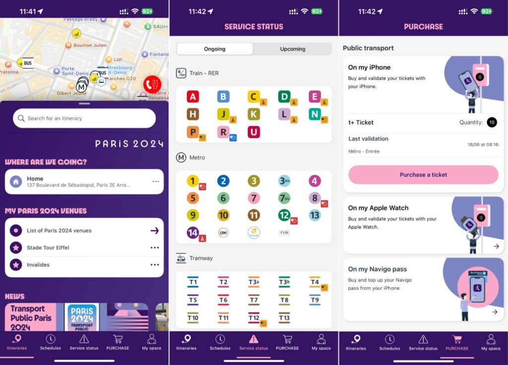 Paris 2024 Public Transport is the official app for transit informations.
