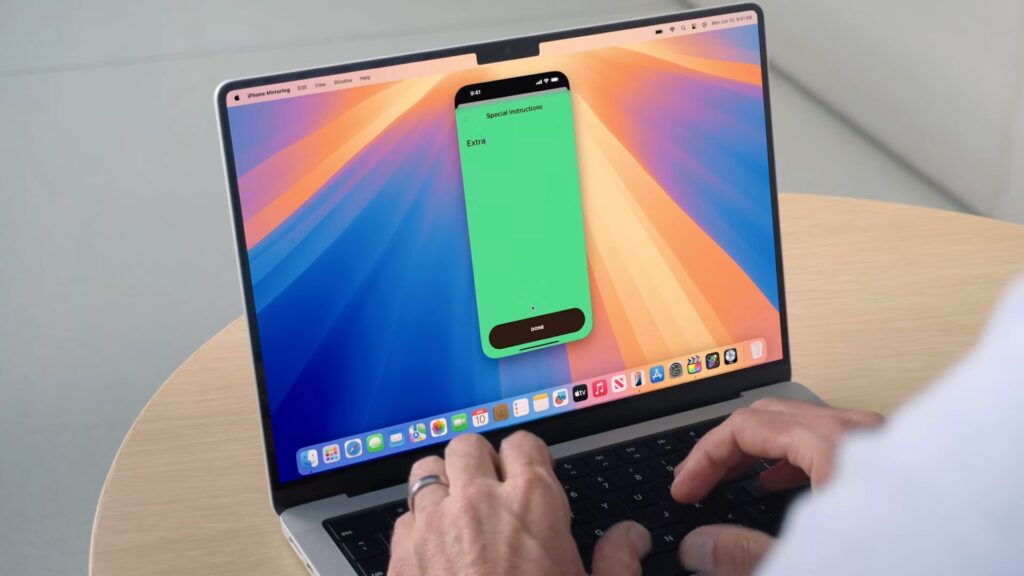 La fonction iPhone Mirroring de macOS Sequoia // Source : Capture d'écran Numerama La fonction iPhone Mirroring de macOS Sequoia // Source : Capture d'écran Numerama