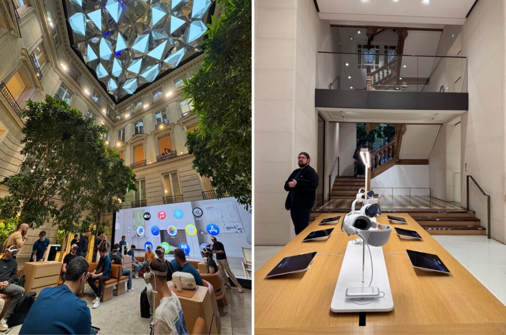 Dans le hall central du Apple Champs Elysées, de grands canapés permettent de prendre le temps d'essayer le produit. // Source : Numerama