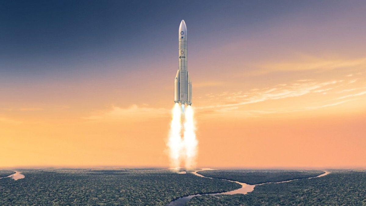 Vue d'artiste d'Ariane 6 en vol. // Source : ESA