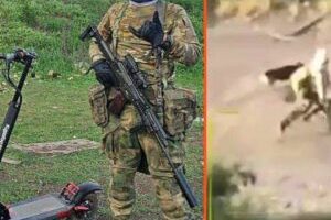 L'armée russe s'équipe en trottinette électrique. // Source : Telegram / X / Numerama L'armée russe s'équipe en trottinette électrique. // Source : Telegram / X / Numerama