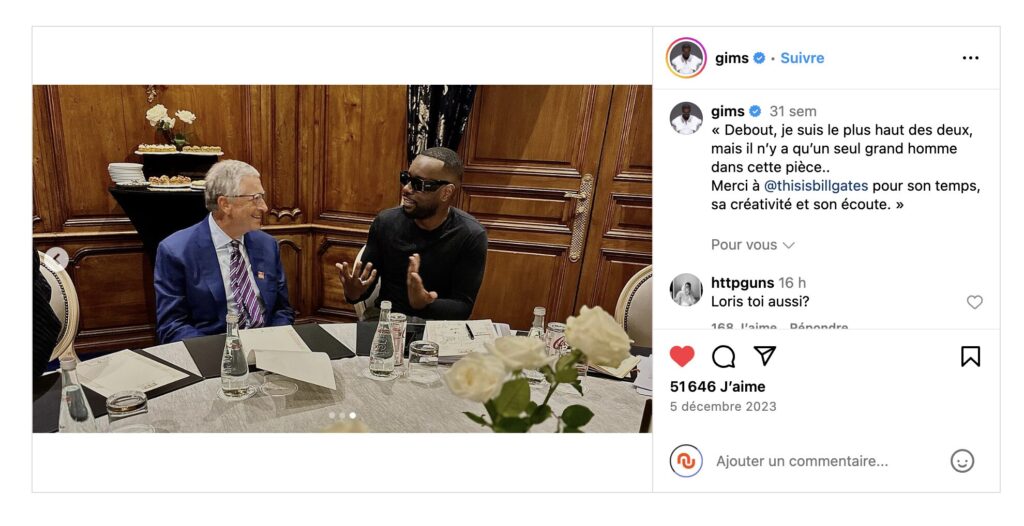 Bill Gates et Gims en décembre 2023