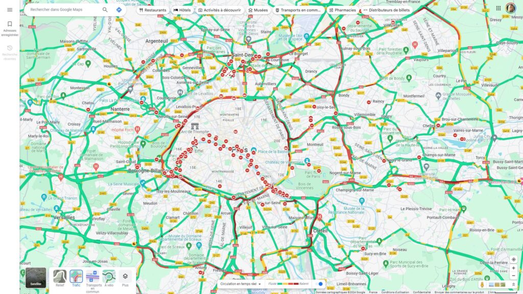 Google Maps et le calque trafic // Source : capture du site