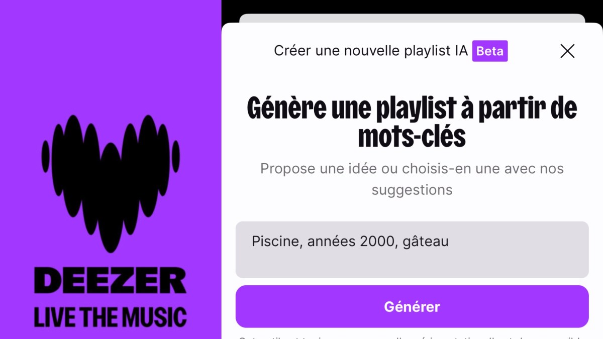 Deezer et la génération de playlists. // Source : Numerama