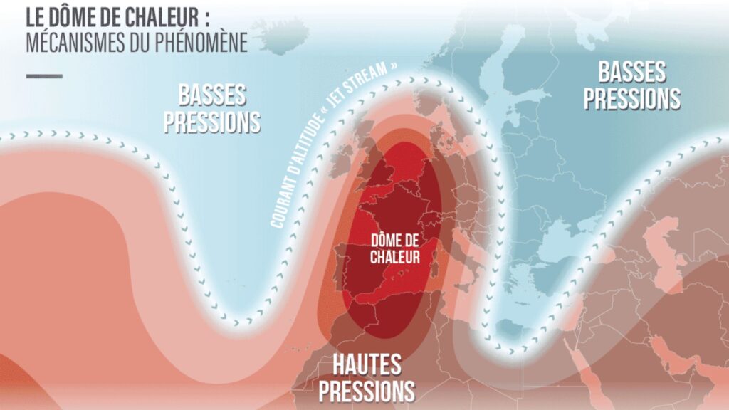 D&ocirc;me de chaleur. // Source : M&eacute;t&eacute;o-France