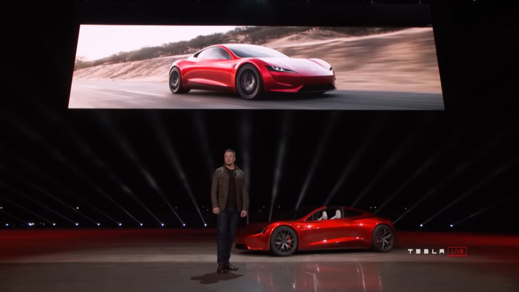 Première apparition du Tesla Roadster en 2018 // Source : live Tesla