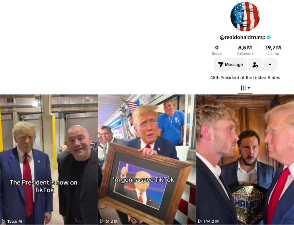 Donald Trump a peu posté sur TikTok, mais il y est désormais inscrit.