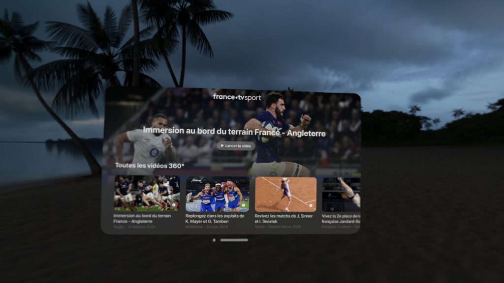 France TV dispose de son app Vision Pro. Il promet des contenus 8K 360 pendant les JO.