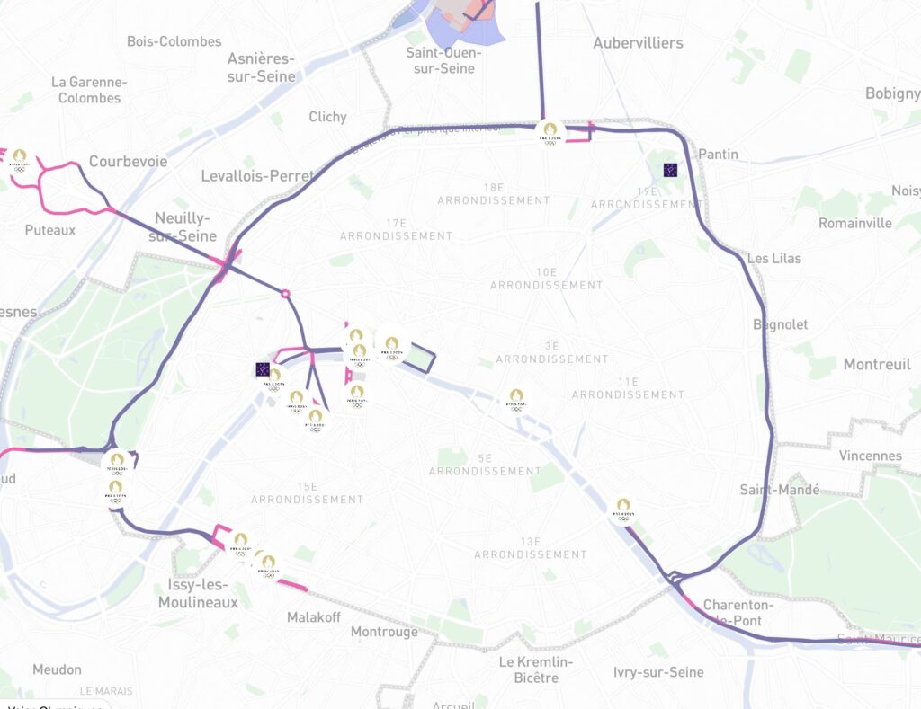 Les voies Paris 2024 dans Paris.