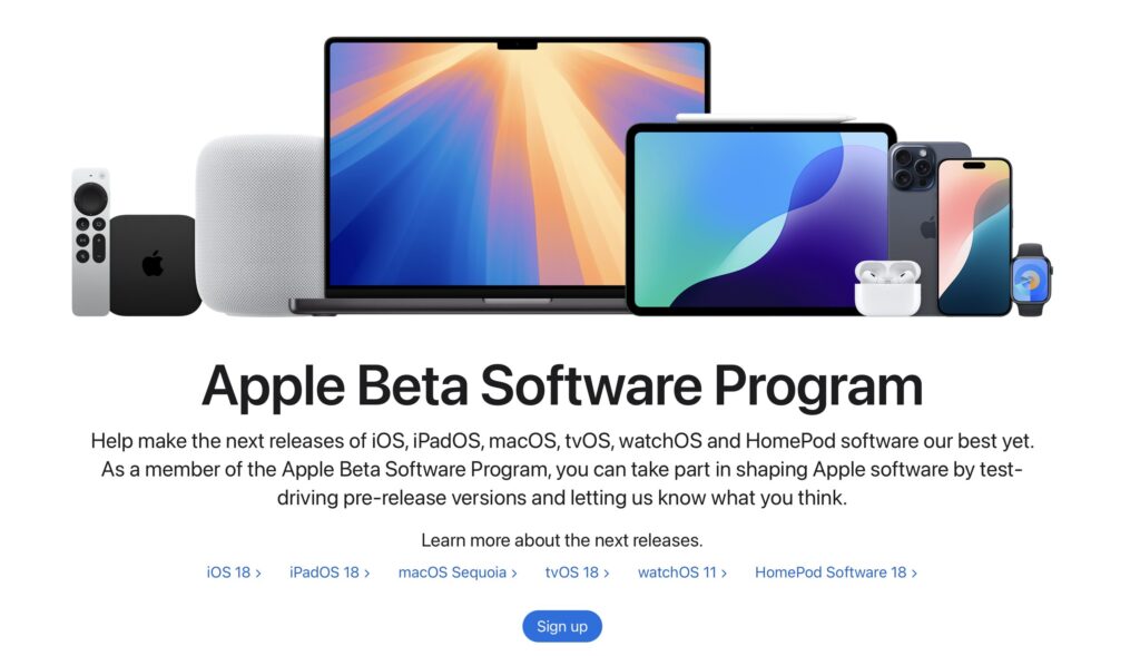 The site beta.apple.com