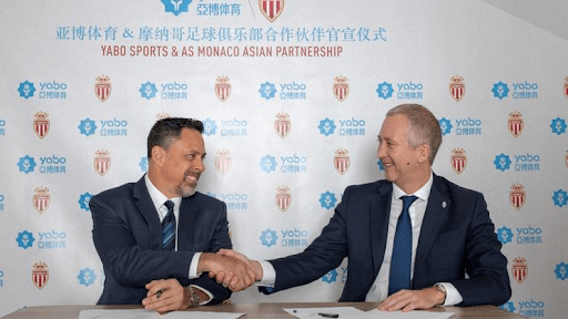 La signature du contrat entre l'AS Monaco et Yabo Group. // Source : DR