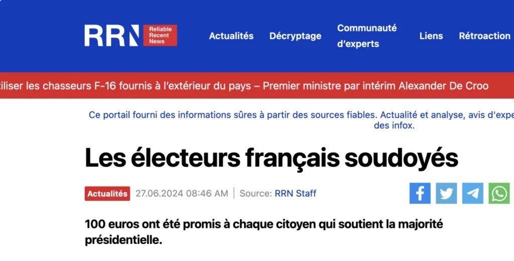 Un faux site de propagande pendant les élections législatives anticipées. // Source : HarfangLab