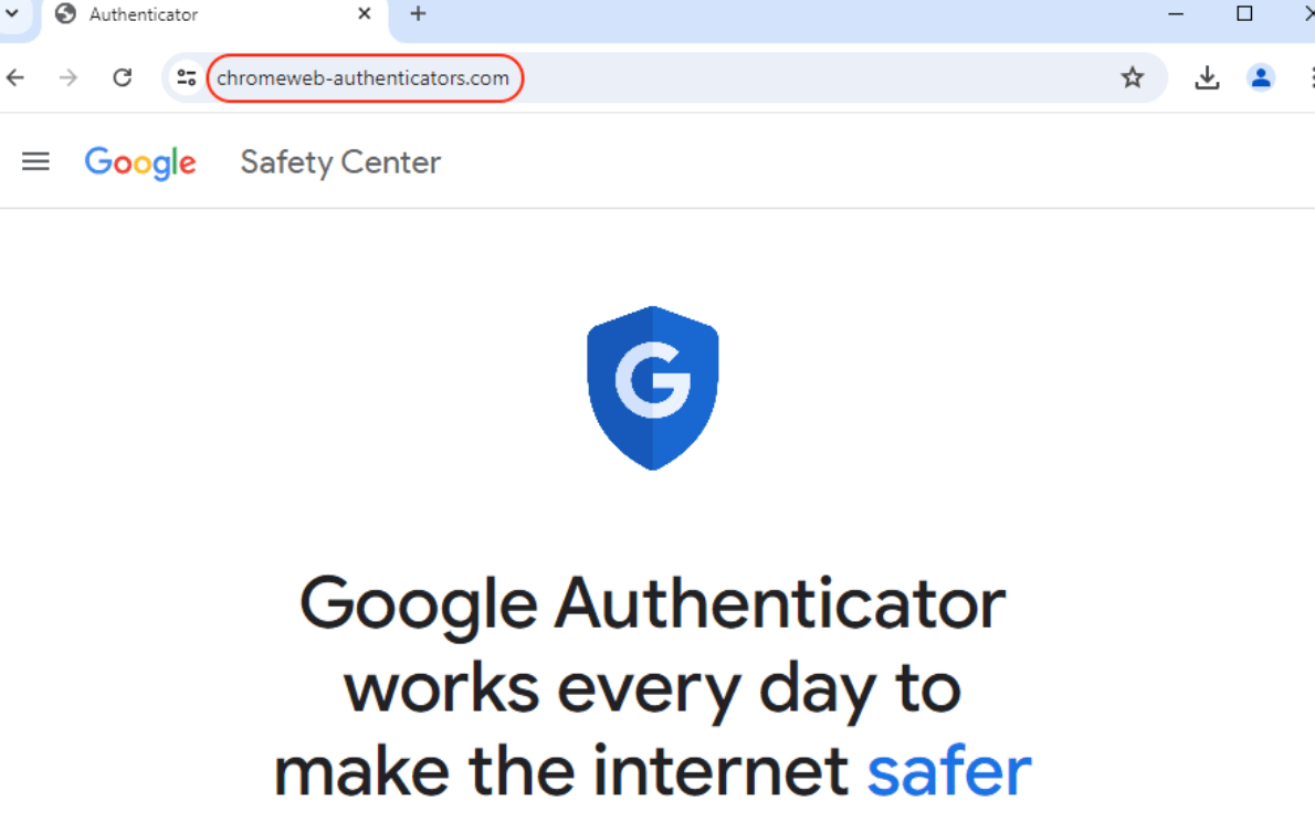 Un site clone de Google Authenticator. // Source : MalwareBytes