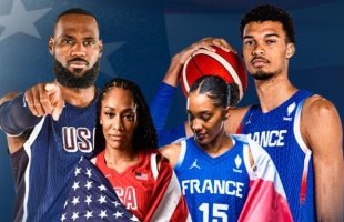 La France affonte les États-Unis au basket olympique. // Source : X